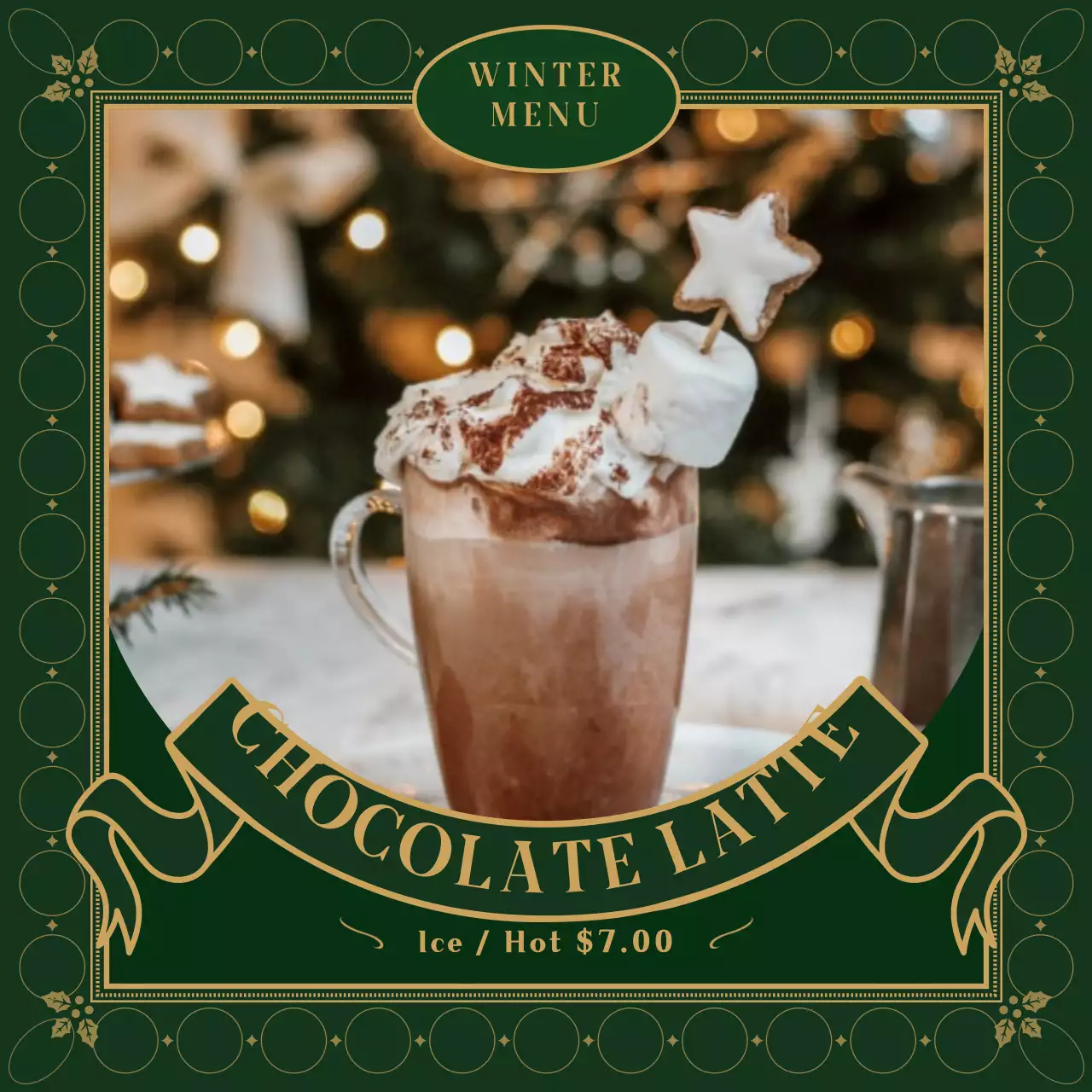 Christmas Card in Red GreenCafe Drink in Concept