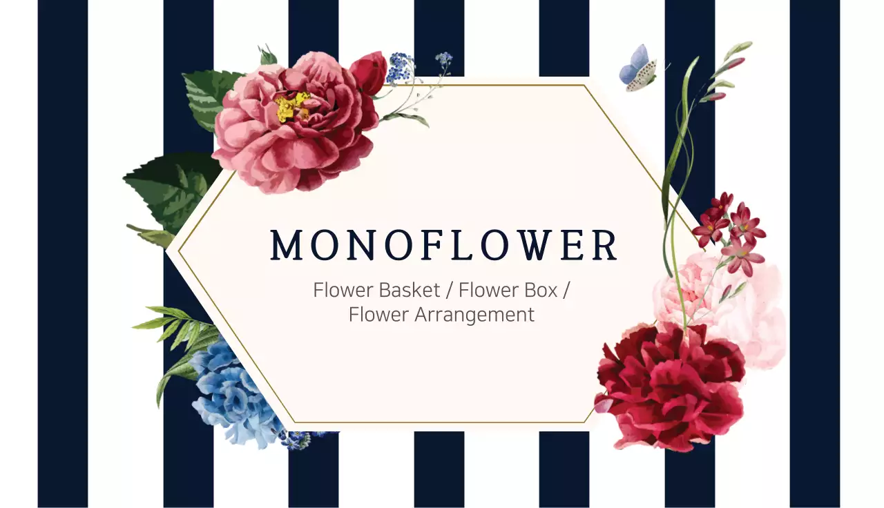 Navy Elegant Flower Business Card
