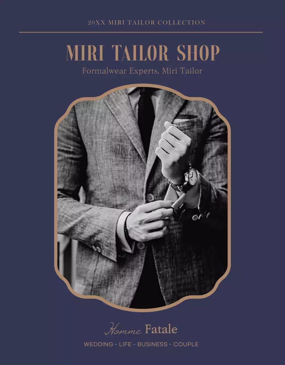 Navy & Beige Formalwear Masters Miri Tailor Formalwear Specializing in customizing and renting suits detail page