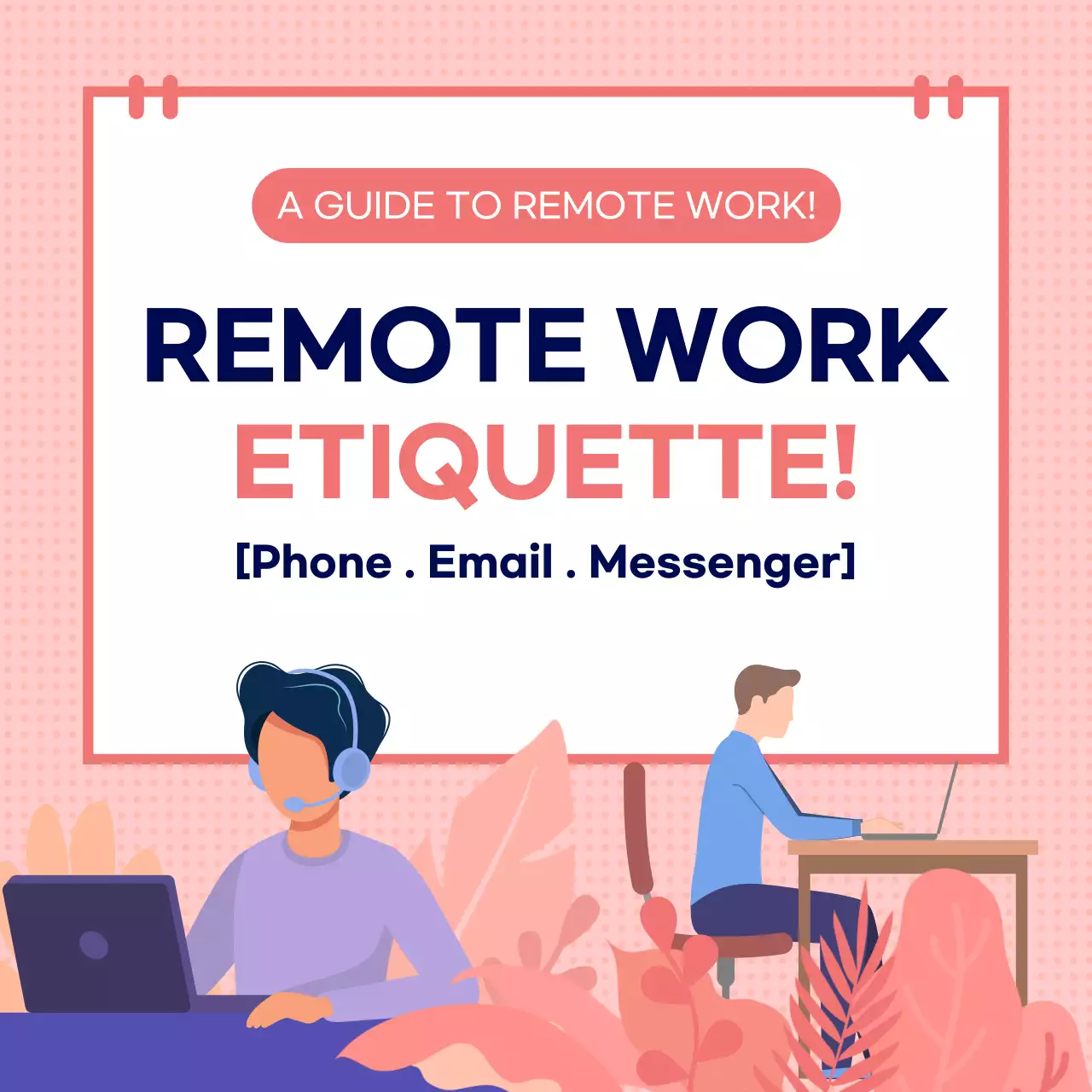 Pink Modern Remote Work Guide Instagram Carousel