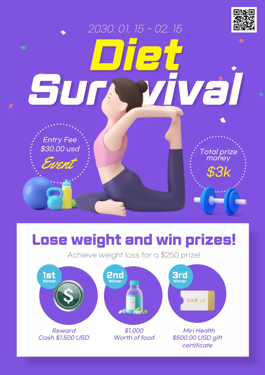 Purple Trendy Diet Event Poster