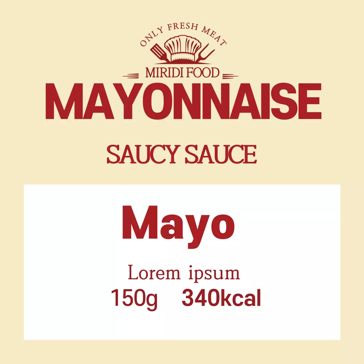 Rótulo robusto com logótipo amarelo para alimentos limpos de molho de maionese