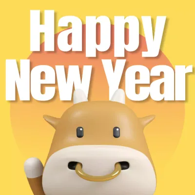 Yellow Minimal New Year's Card Social Media Post