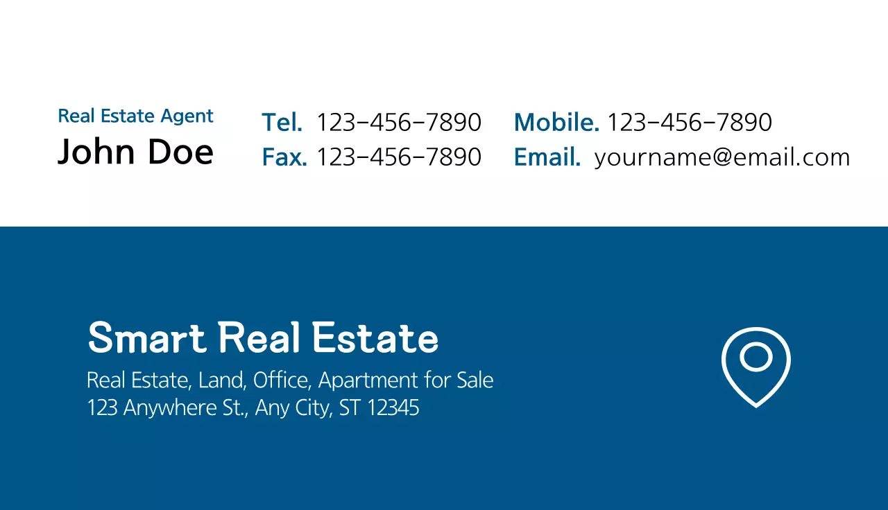 Blue Modern Real Estate Advertisement Business Card