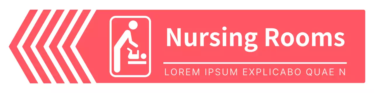Simple, clean, arrow-frame style directions to the nursing station in vivid pink and white.