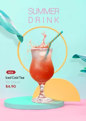 Coral Trendy Drink Promotion Poster