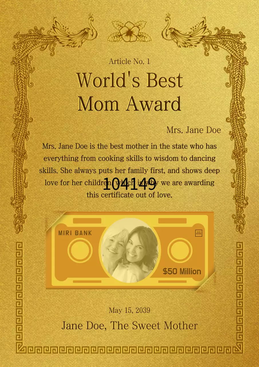 Gold Elegant Award Certificate Poster