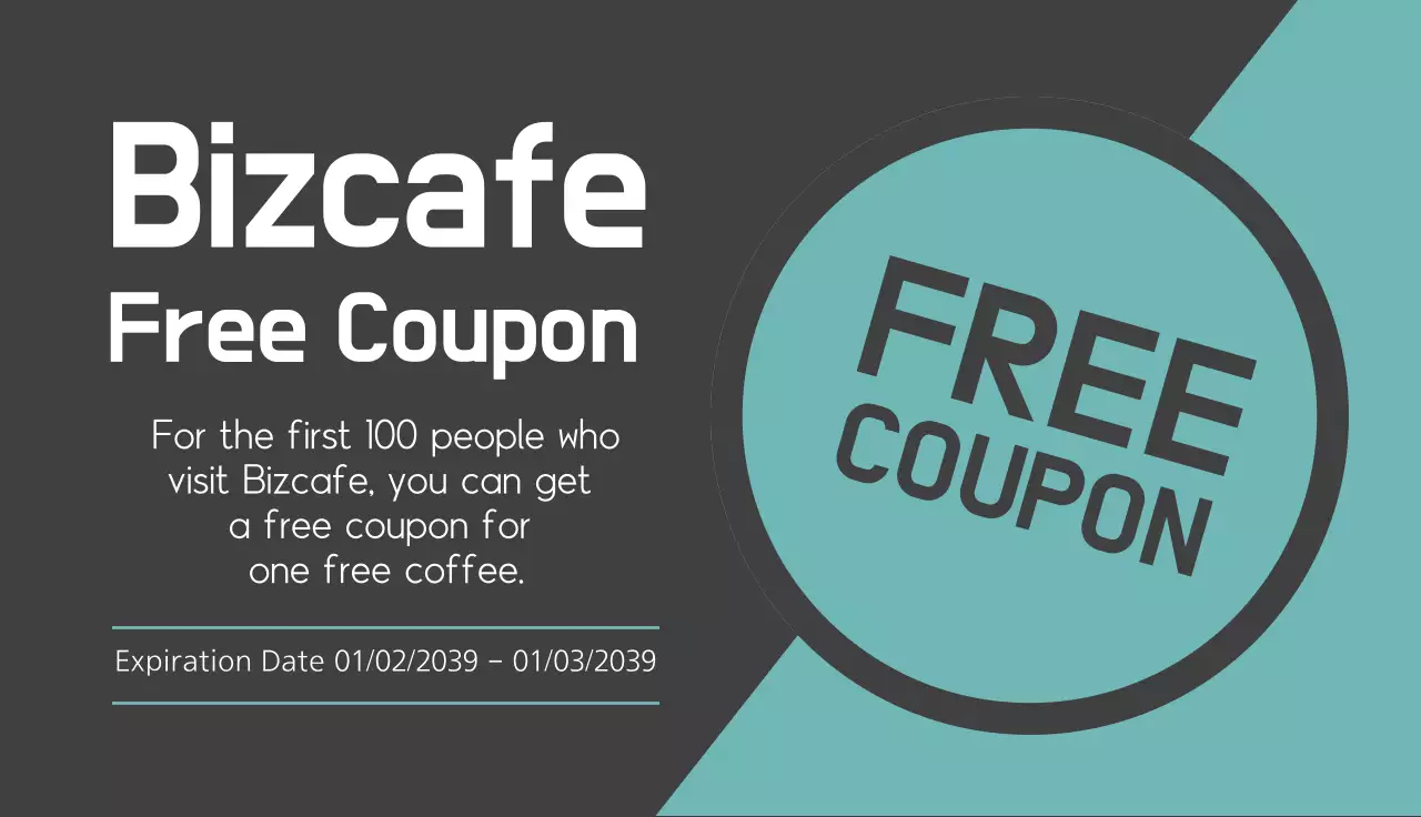 Teal Modern Coffee Promotion Business Card