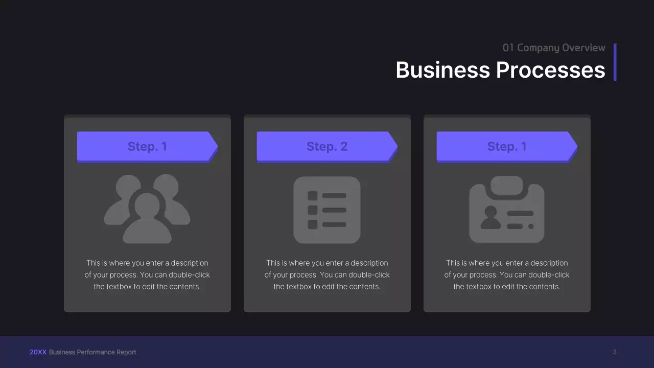Purple, three-dimensional UI concept business presentation kit