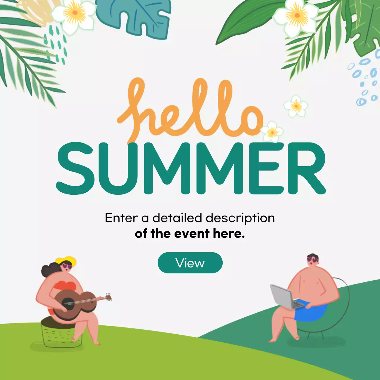 green cute illustration instagram hashtag comment summer event