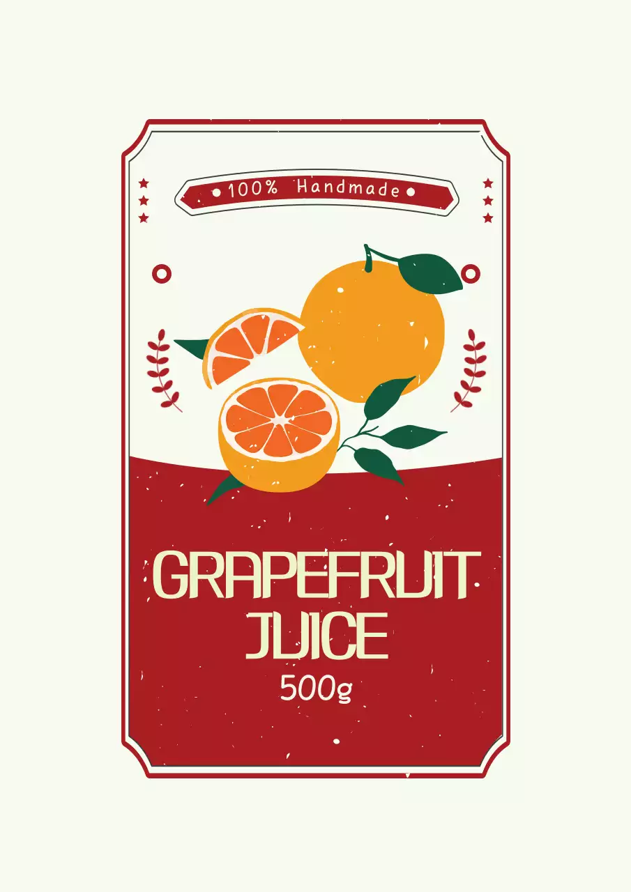 Red Vintage Juice Label Poster