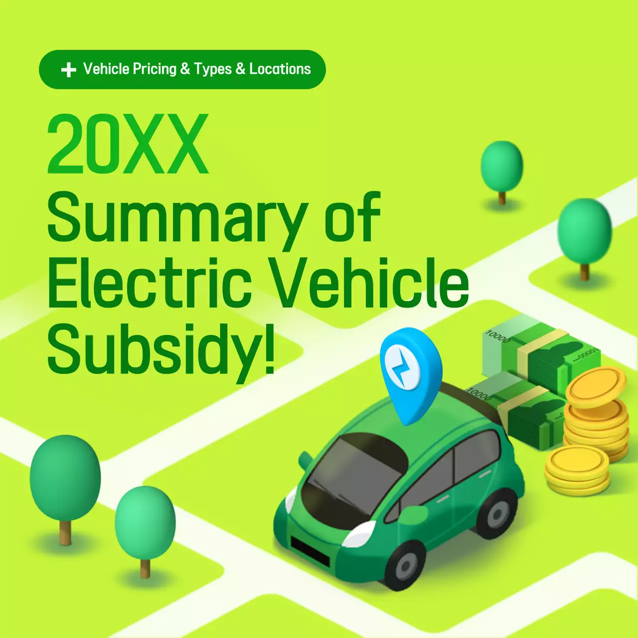 Green Modern Electric Vehicle Promotion Social Media Post