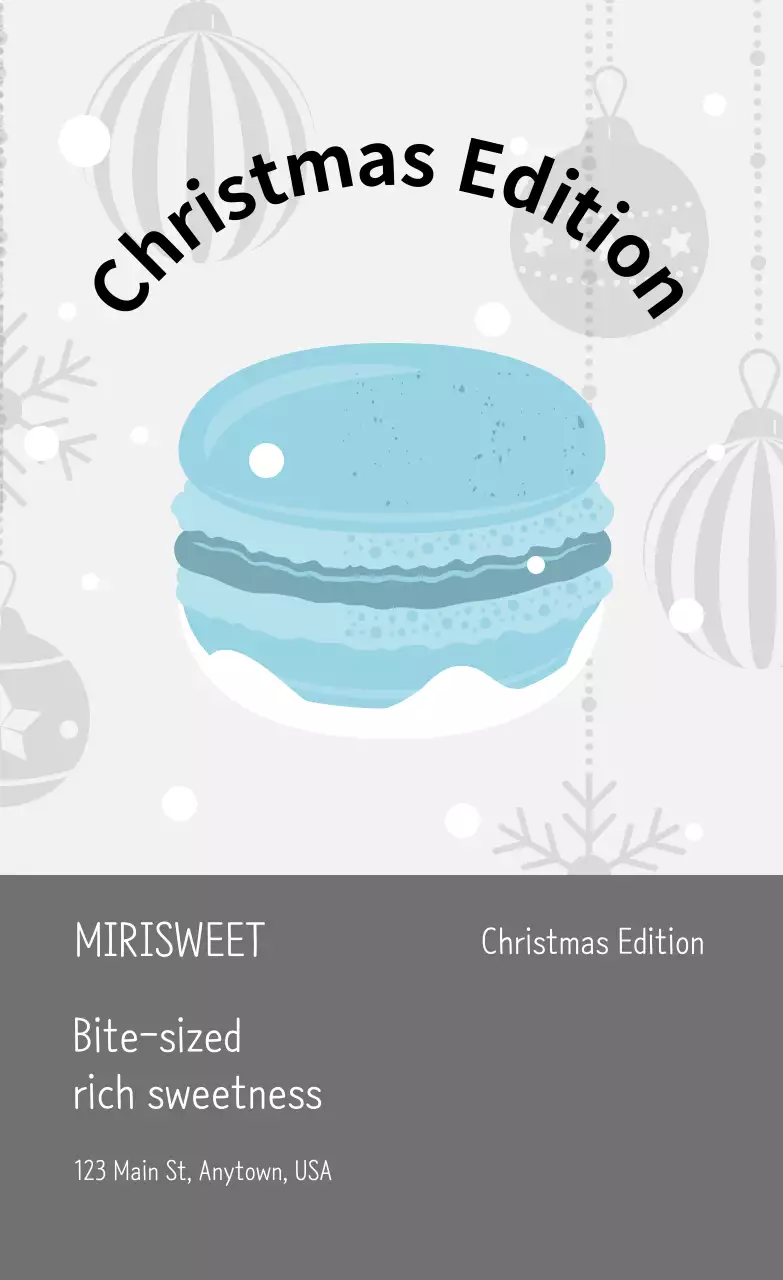 Màu xanh minh họa dễ thương Giáng sinh quán cà phê tráng miệng nhãn bánh macaron