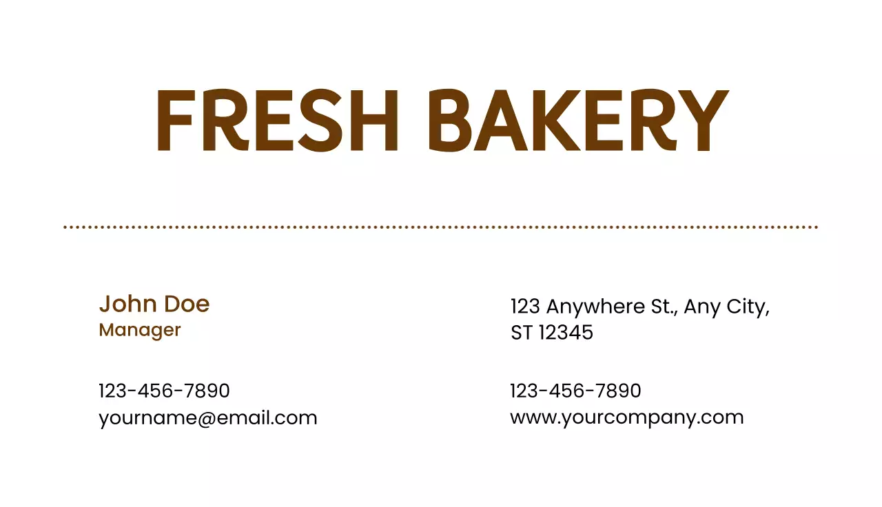 Brown Minimal Bakery Business Card