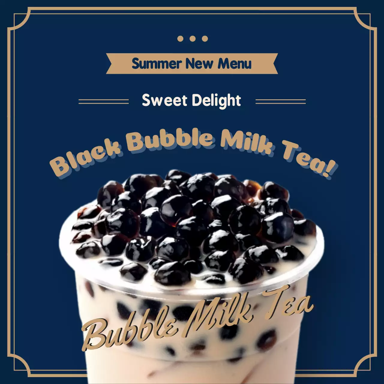 Navy Modern Bubble Tea Promotion Instagram Post