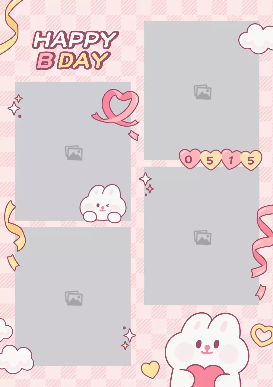 A cute pink and yellow bunny character necklace photo frame