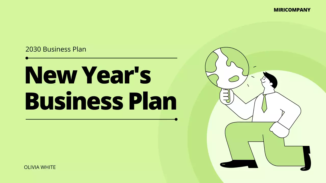 연두색의 일러스트를 활용한 신년사업계획서 