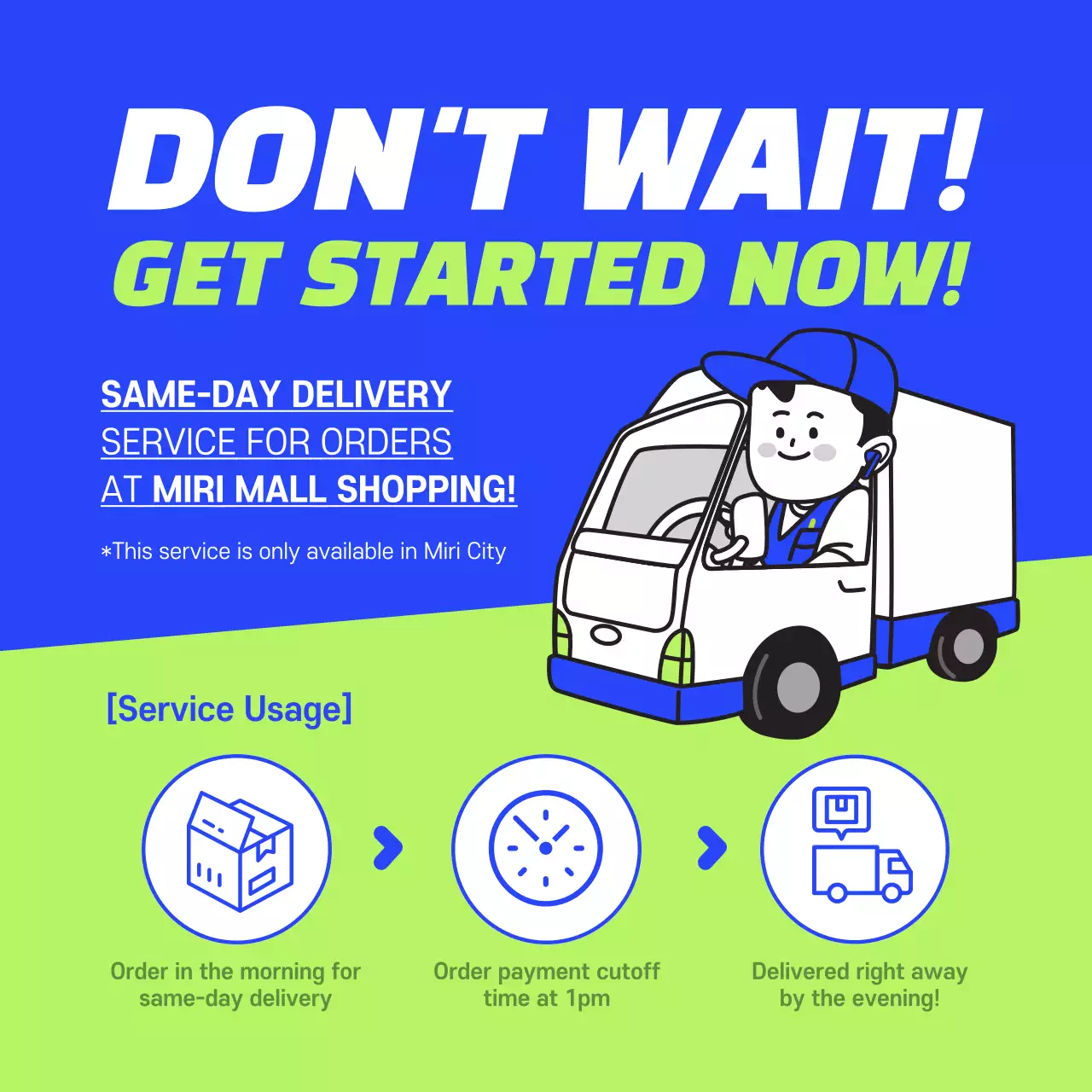 Blue Modern Delivery Promotion Instagram Post