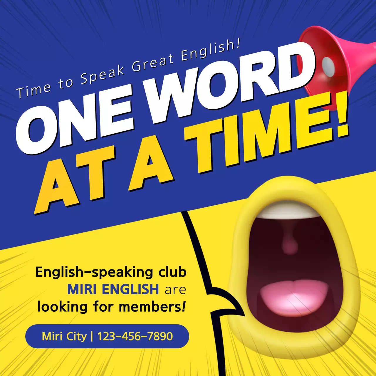 Blue Bold Language Promotion Instagram Post