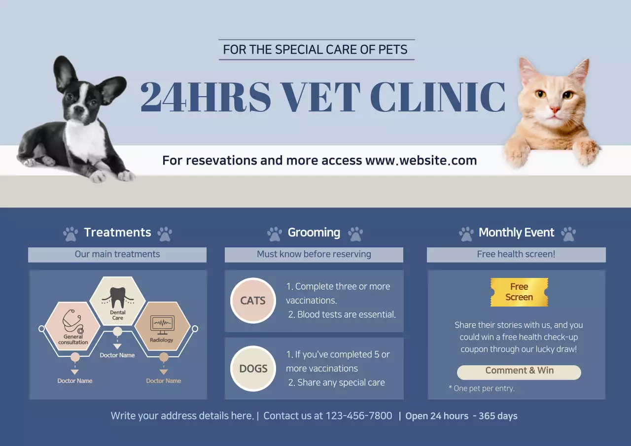 Blue Professional Pet Clinic Promotion Poster