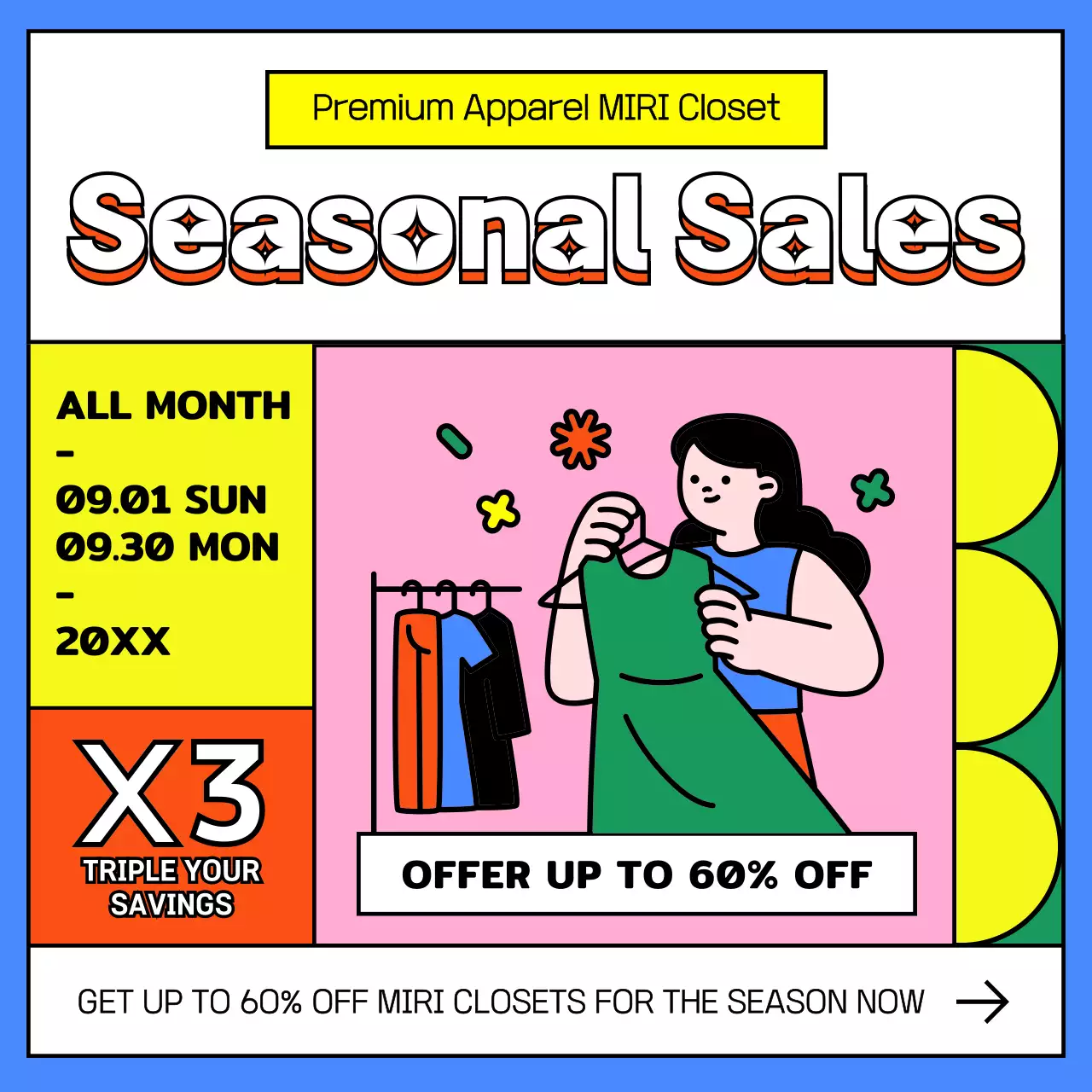 Blue Retro Seasonal Promotion Social Media Post