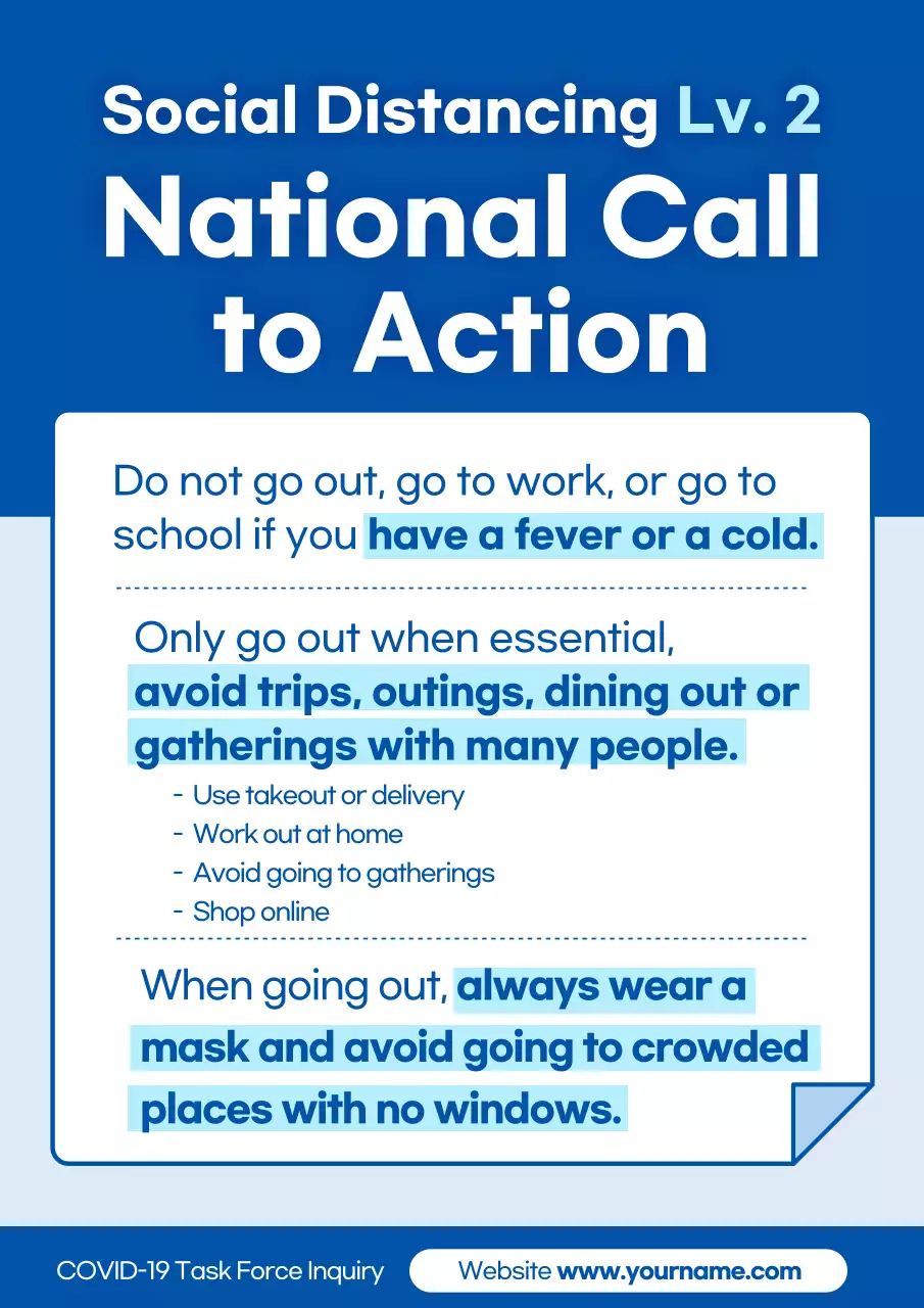 Blue Modern Social Distancing Announcement Poster