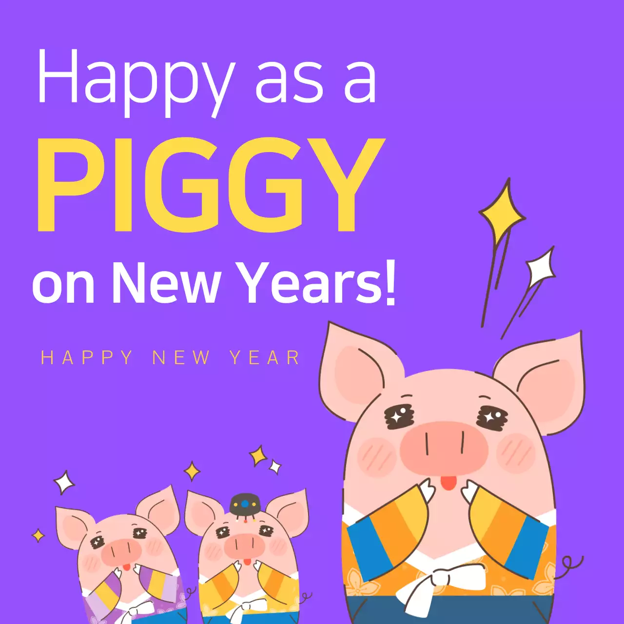 Purple Cute New Year Greetings Card Instagram Post