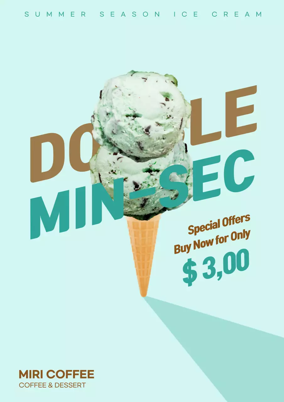 Mint Trendy Ice Cream Promotion Poster