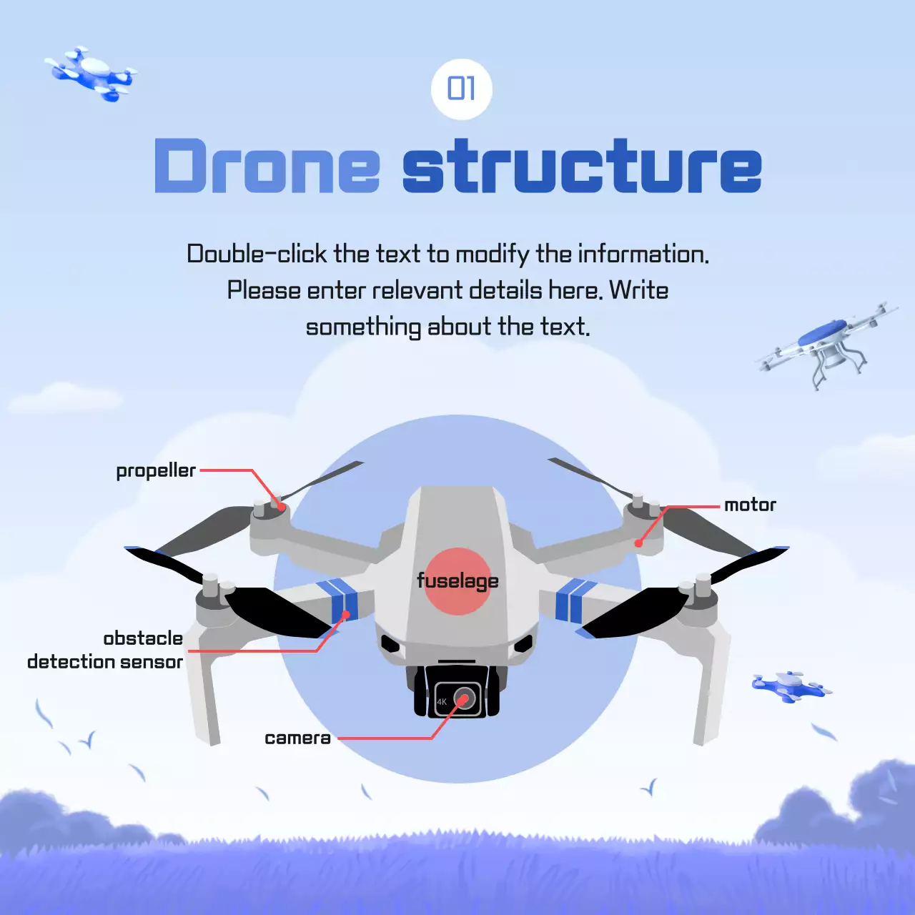 Drone theme with blue pastel casual illustration concept