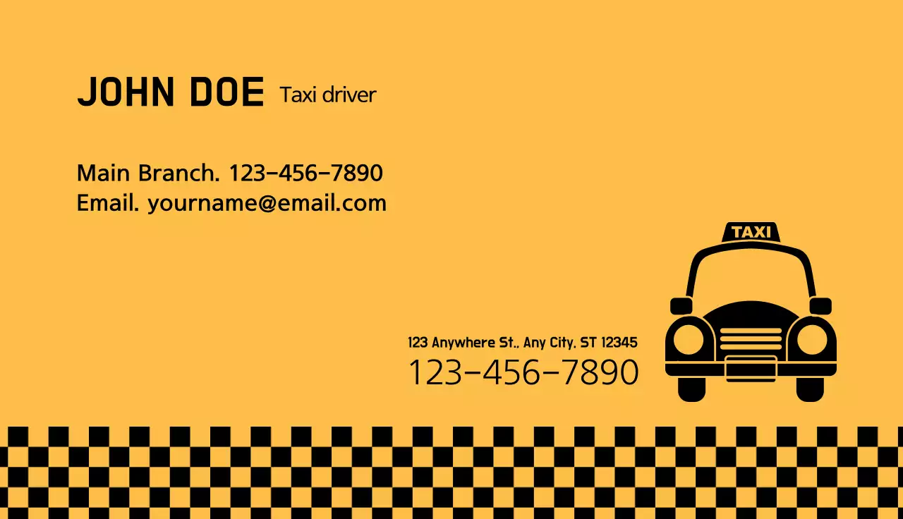 Yellow Classic Taxi Advertisement Business Card