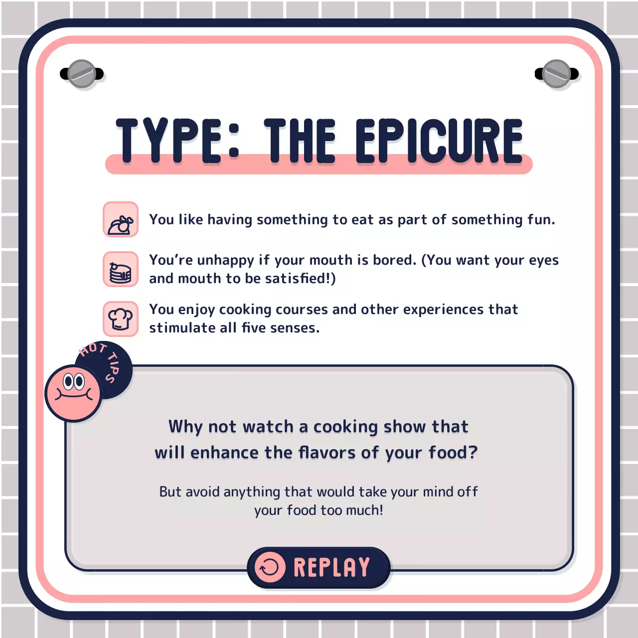 Simple, text-heavy quiz test in pink mauve navy