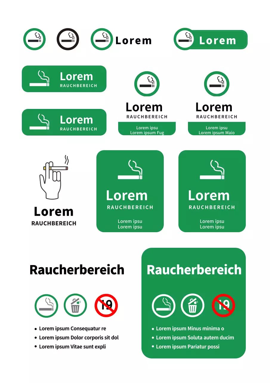 Weißer einfacher Raucherbereich Freihandaufkleber