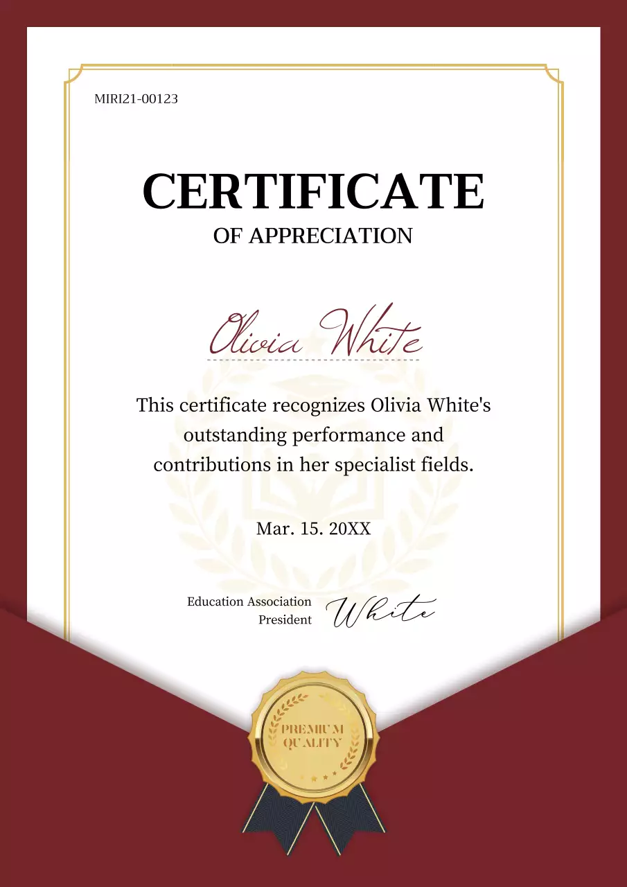 Maroon Elegant Appreciation Certificate