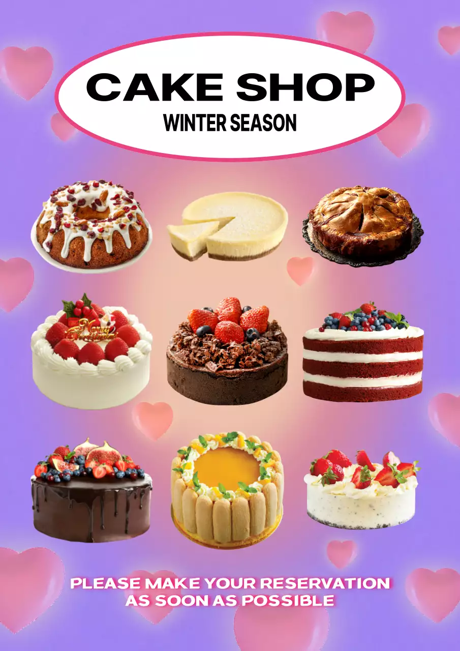 Purple Trendy Cake Promotion Poster