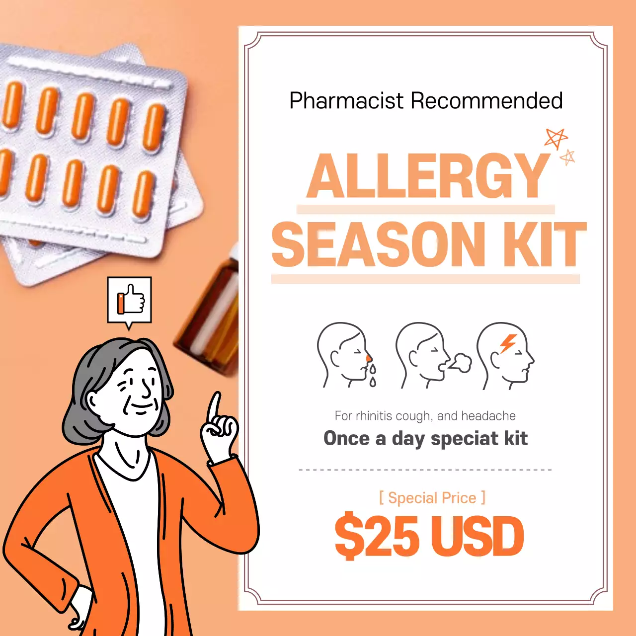 Orange Modern Allergy Promotion Instagram Post