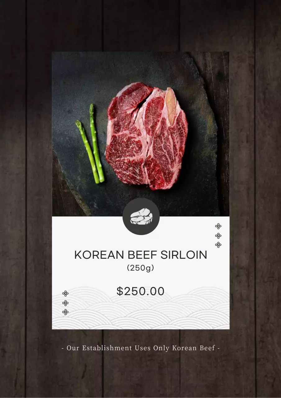 Black Minimal Beef Menu Poster