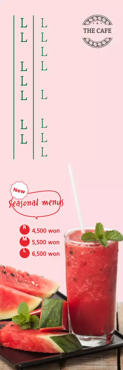 Banner de menu de bebidas minimalista rosa