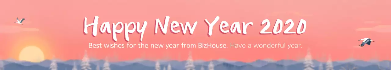 Banner de cartão de felicitações de ano novo elegante rosa