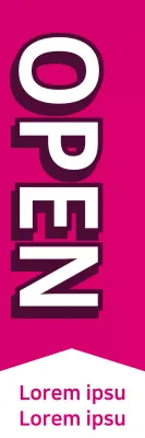 Banner de anúncio aberto em negrito rosa