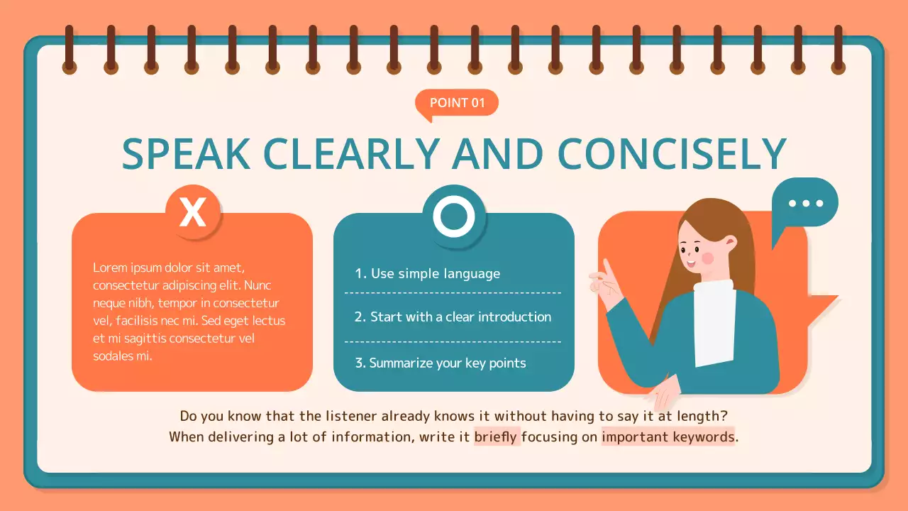 주황색 배경의 깔끔한 설득력 있는 발표 주제