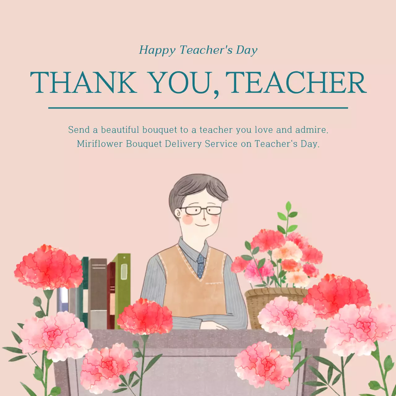 Pink Traditional Teacher Invitation Social Media Post