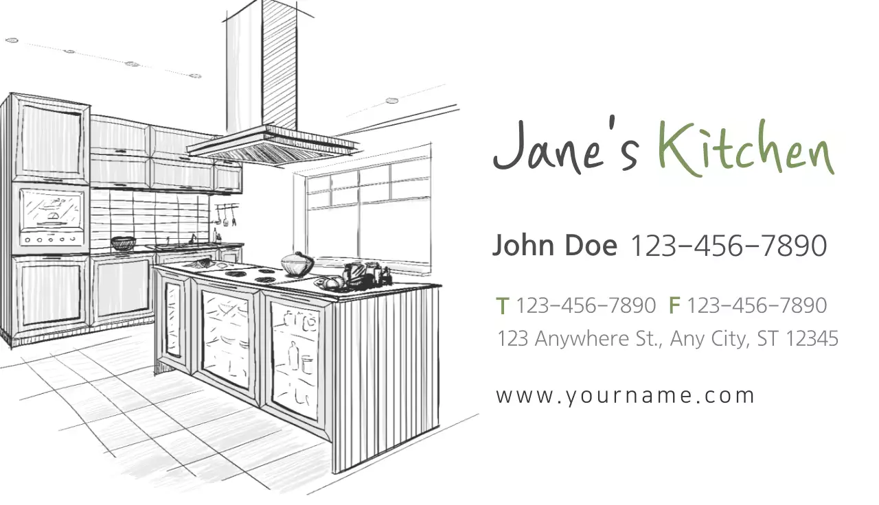 White Minimal Kitchen Advertisement Business Card