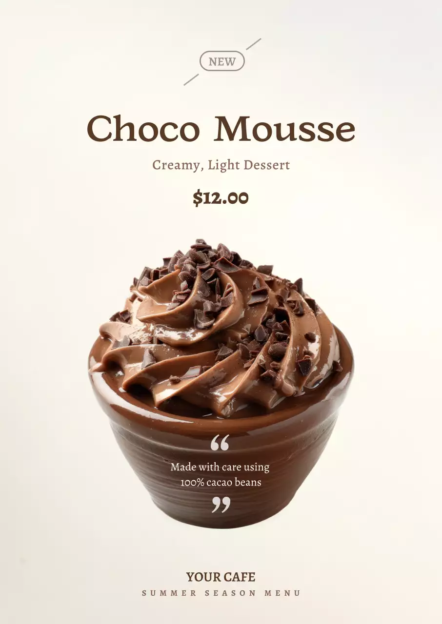 Beige Modern Dessert Menu Poster