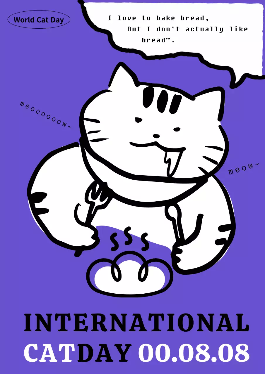 Purple Comic Cat Event Poster