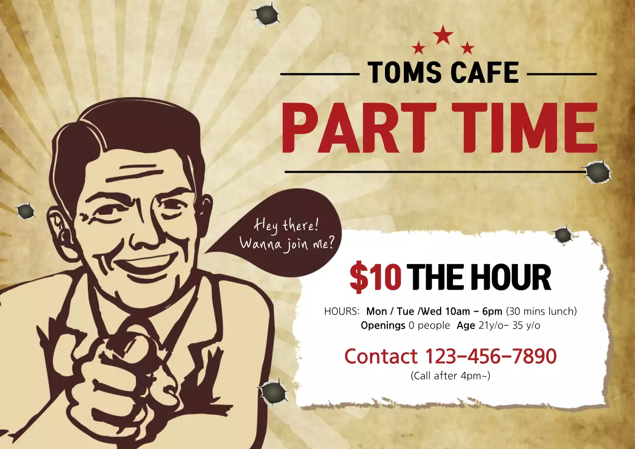 Beige Retro Job Advertisement Poster