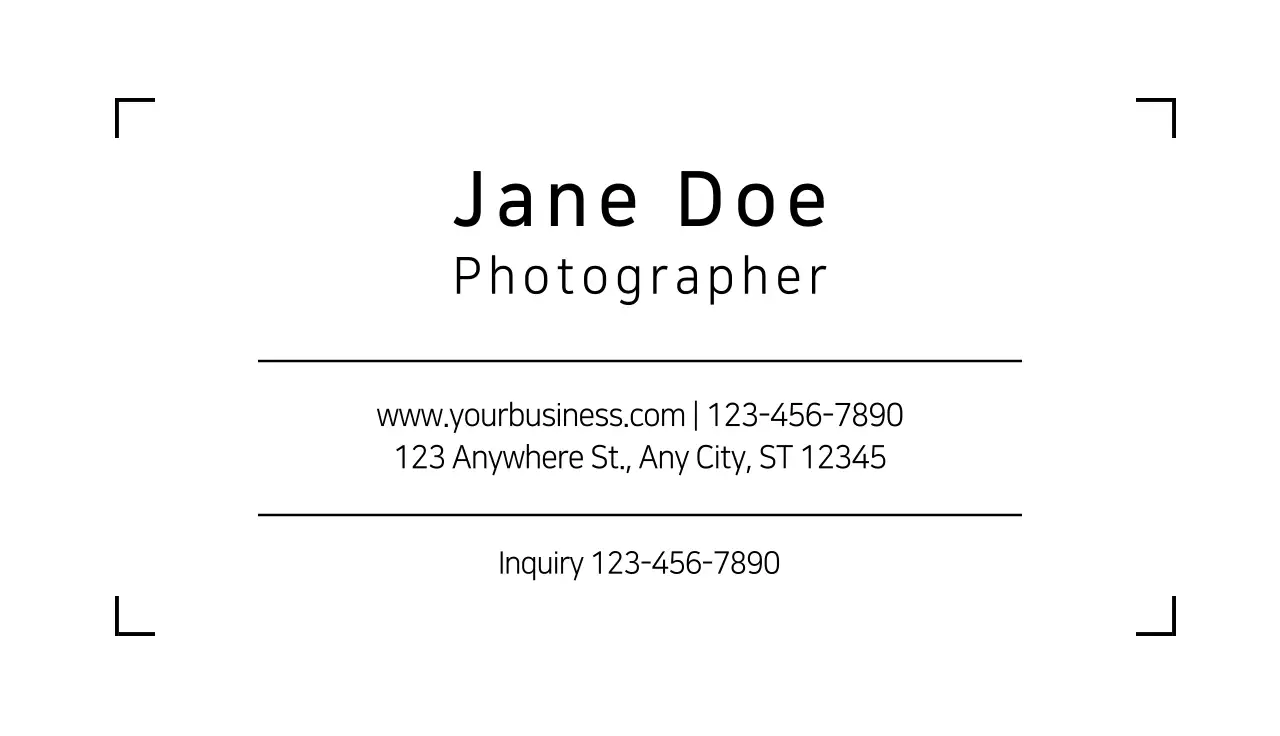 Black Minimal Photography Business Card