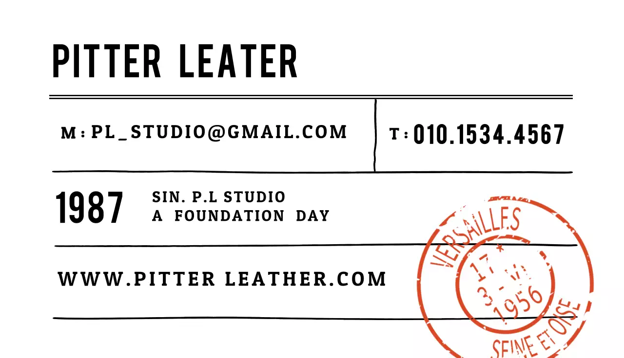 Cartão de visita para trabalho em couro com caligrafia inglesa