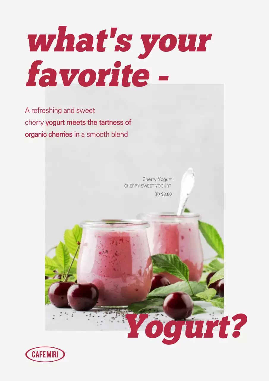 Red Minimal Yogurt Promotion Poster