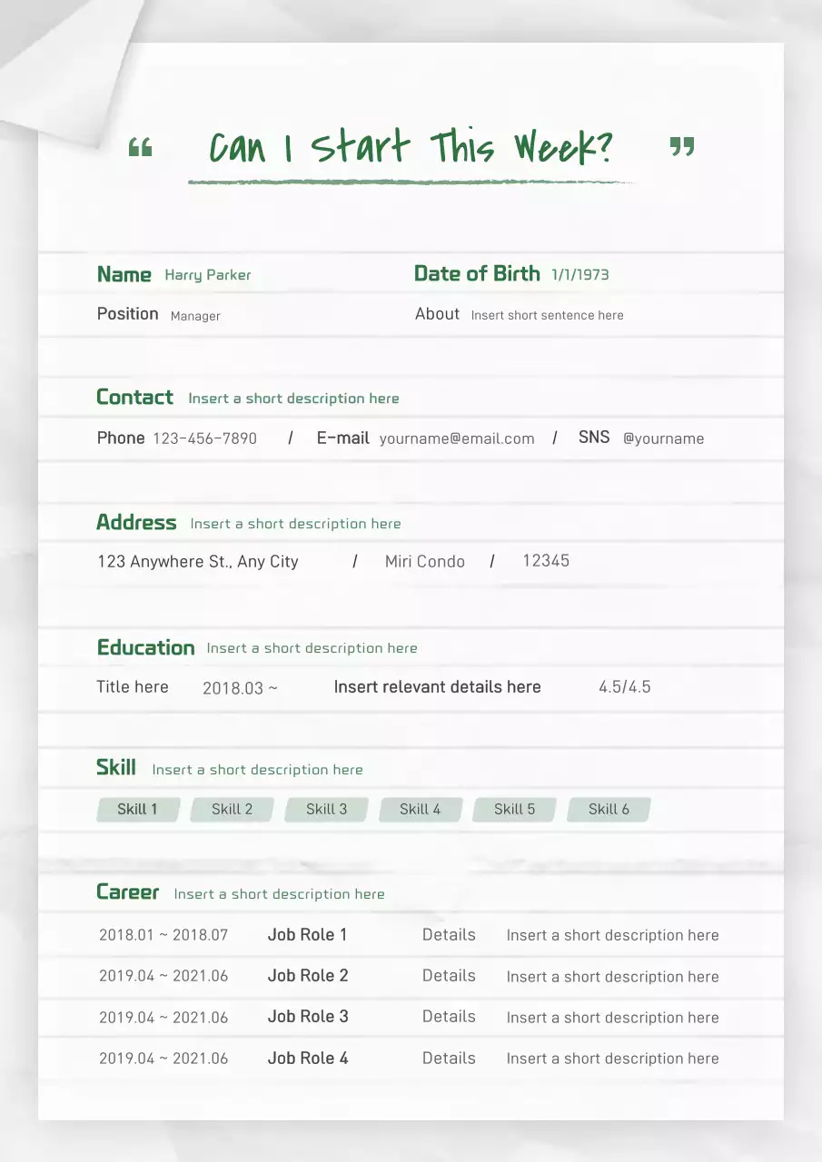 White Modern Resume Template