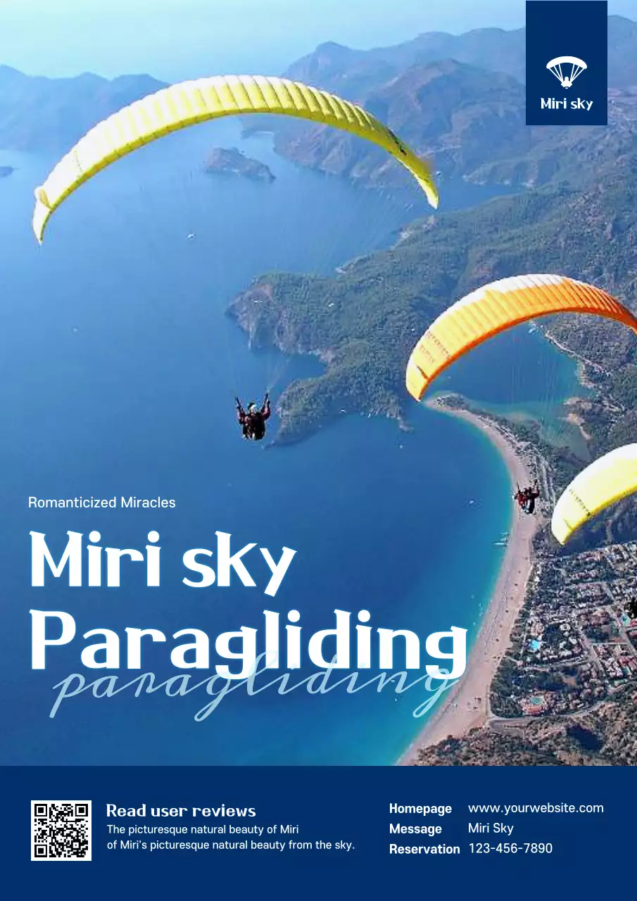 Blue Modern Paragliding Advertisement Poster